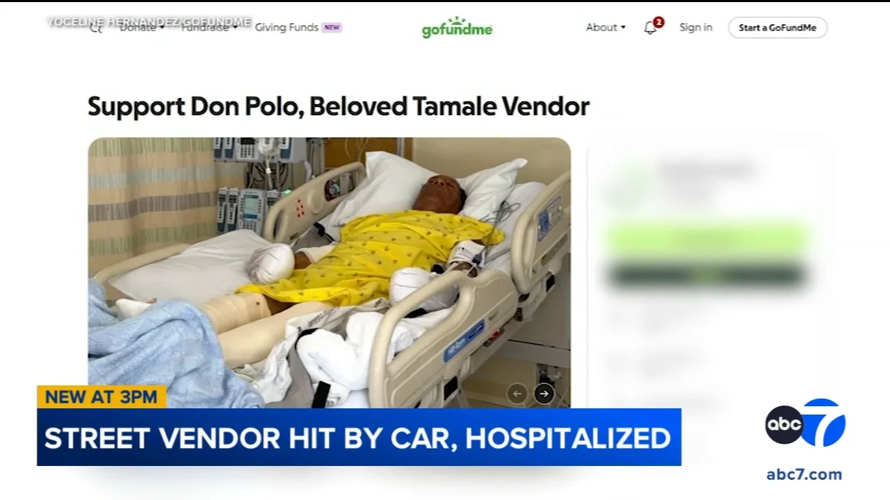 Street vendor severely injured after being hit by car while selling tamales in South LA