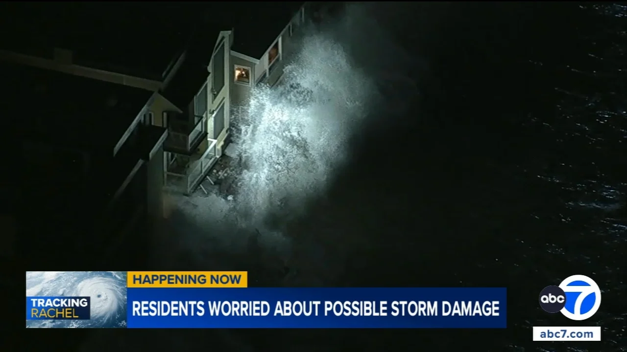 High surf pounds Southern California coast as Tropical Storm Rachel approaches