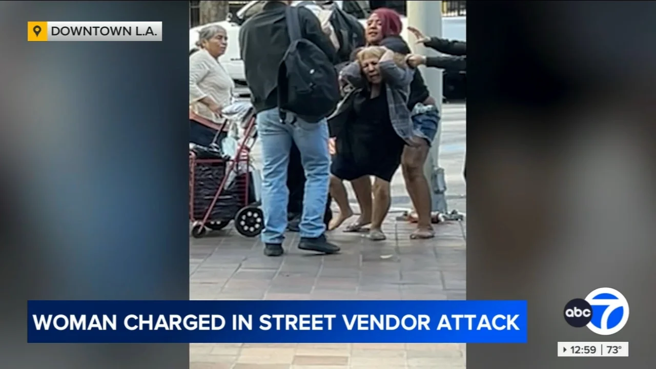 Woman charged in brutal attack on street vendor in downtown Los Angeles