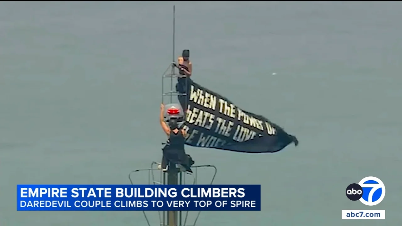 Daredevil couple ID'd after being arrested for brazen climb to top of Empire State Building