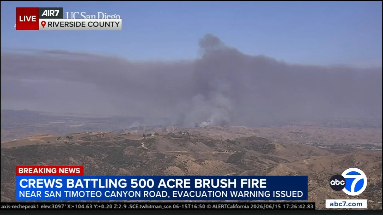 Evacuation orders issued for 1,500-acre brush fire near Calimesa in Riverside County