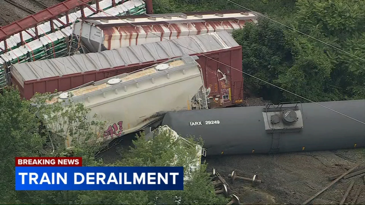 Freight train derails in Bensalem, Pennsylvania; shelter in place recommended