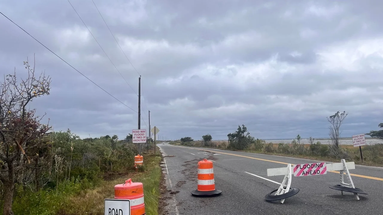Road closure near Dune Road in Hampton Bays
