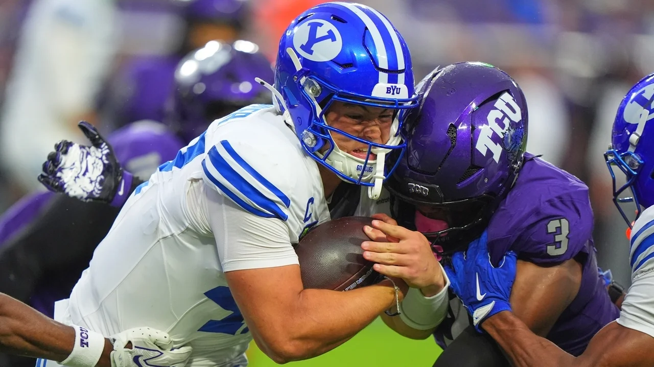 Bear Bachmeier runs for 2 TDs as No. 10 BYU overcomes loss of LJ Martin to beat TCU 17-10