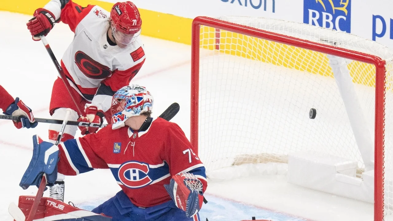 Taylor Hall scores 2 as Hurricanes beat Canadiens 6-4 in Montreal's home opener