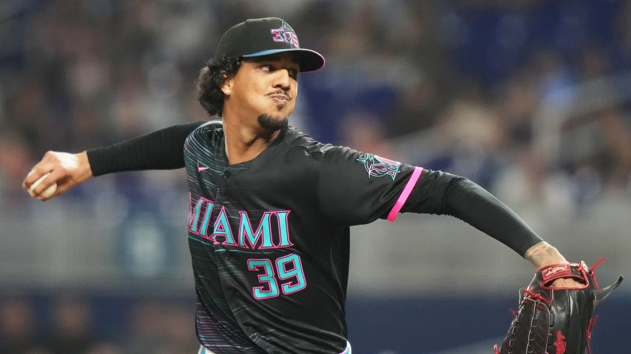 Pérez throws 1-hitter for just 11th MLB complete-game shutout this year as Marlins beat Braves 3-0