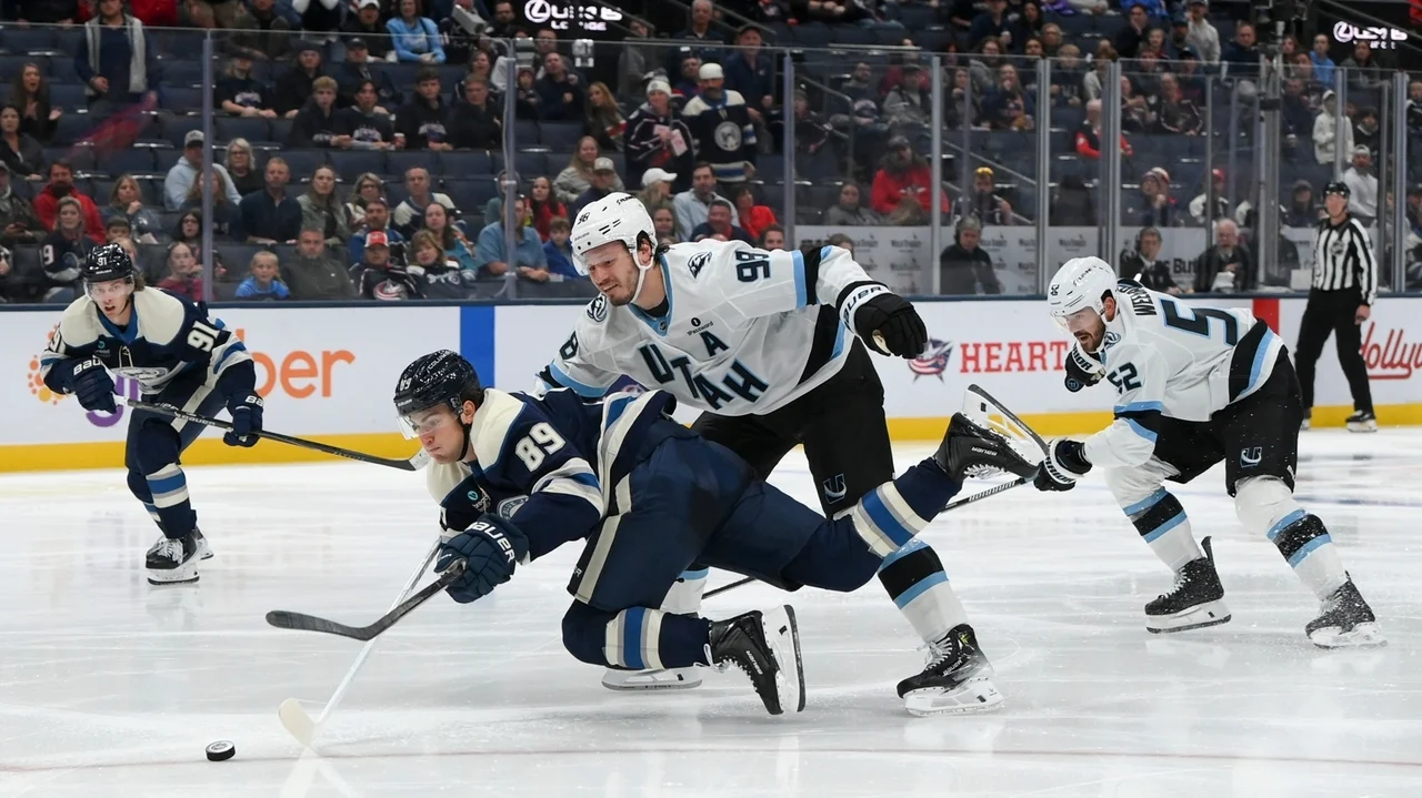 Mammoth defenseman Mikhail Sergachev leaves game vs. Devils after getting hit in helmet by puck