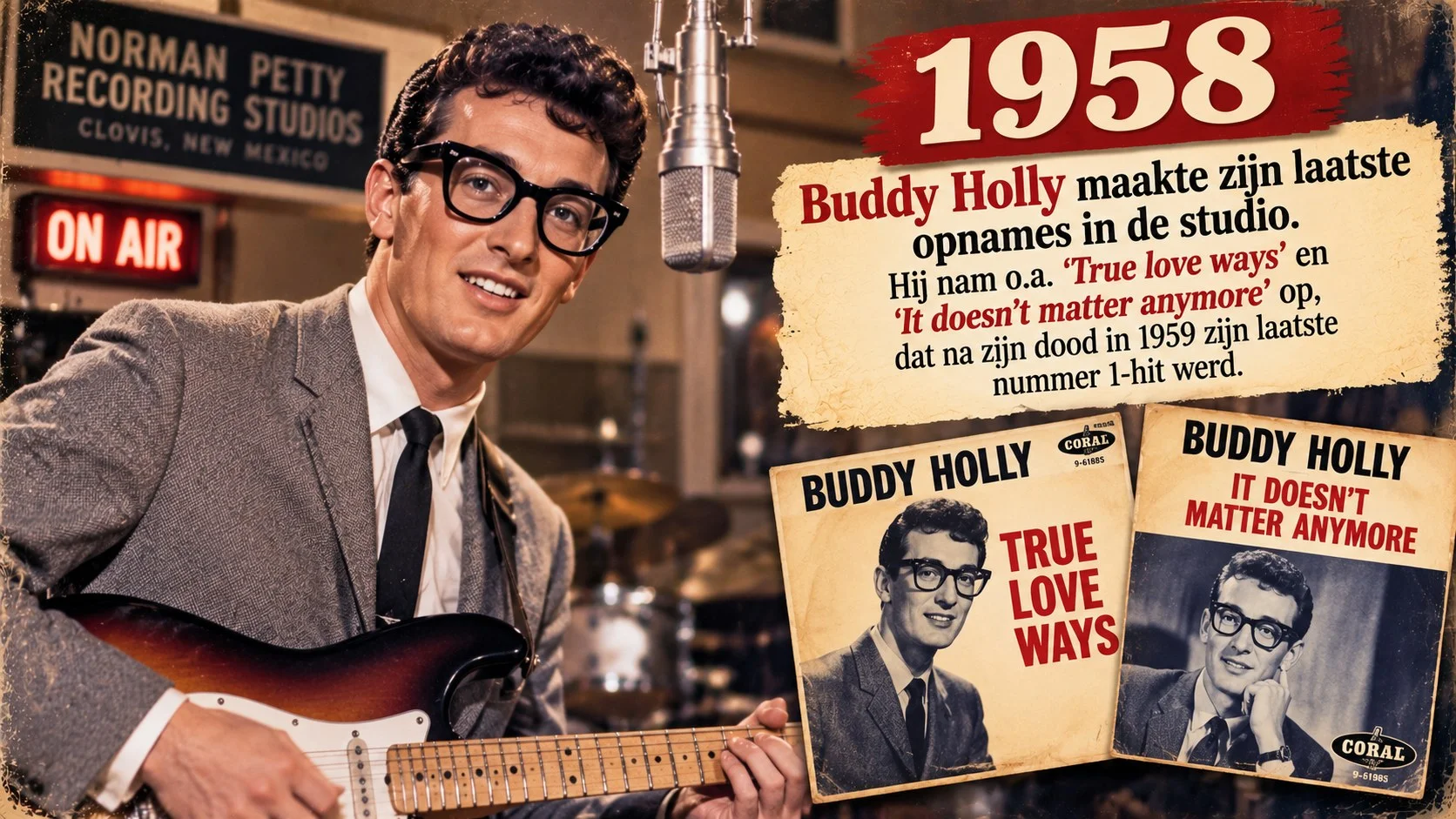 21 oktober 1958 - Buddy Holly maakte zijn laatste opnames in de studio.