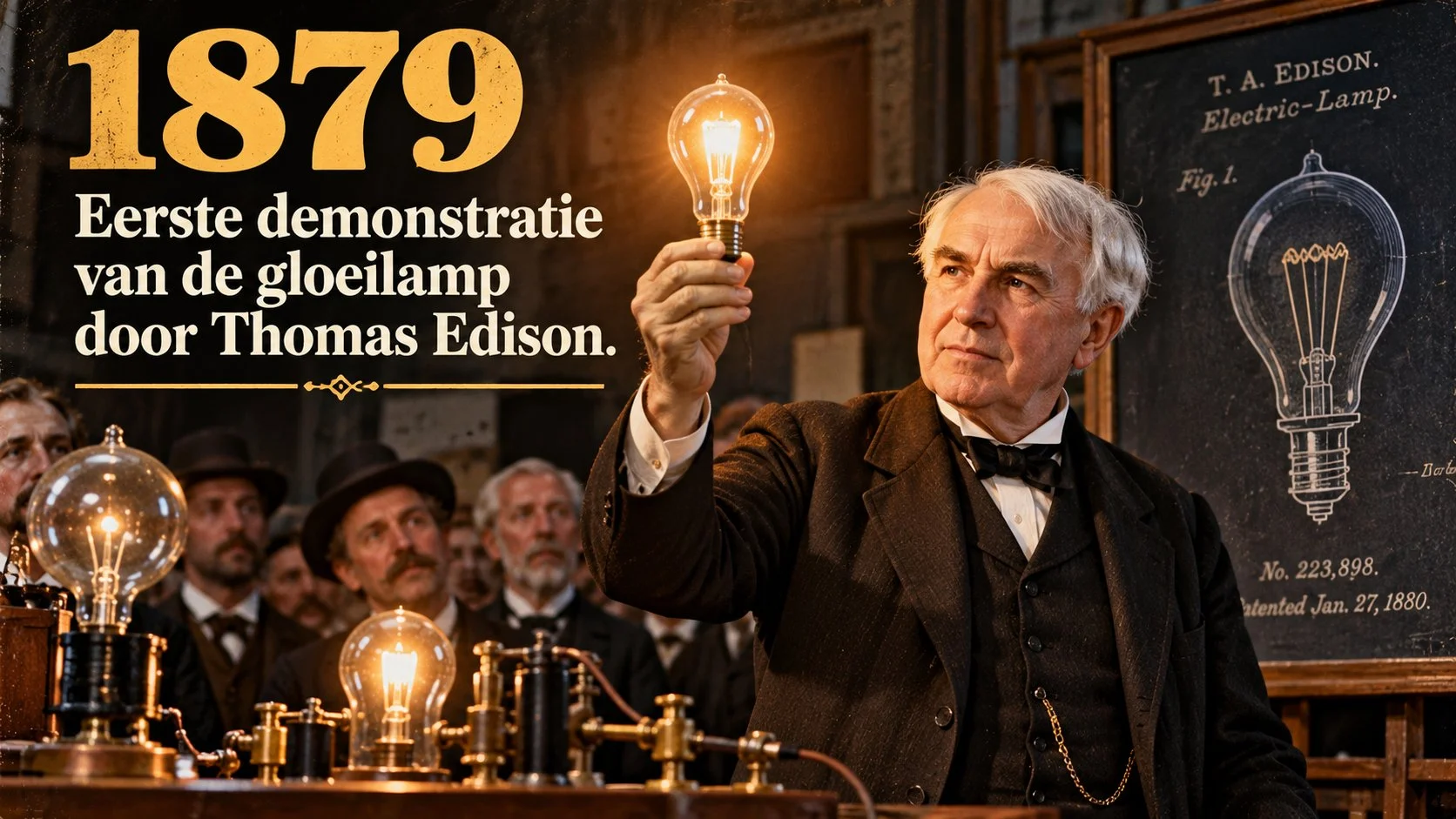 21 oktober 1879 - Eerste demonstratie van de gloeilamp door Thomas Edison.
